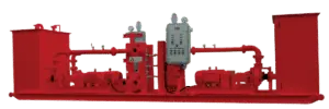 Skid-mounted MAX2000 brake cooling system with water tanks, pumps and control box