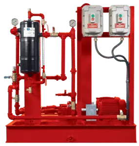 MAX2000 fuel cleaning and filtration system on a red skid